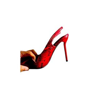 Red and Black Faux Leather Snake Skin Pump